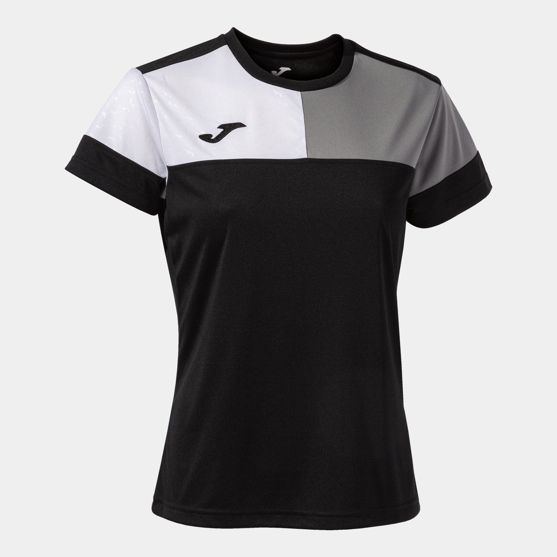 Joma T-Shirt Joma Womens Crew V Short Sleeve T-Shirt Black Grey White