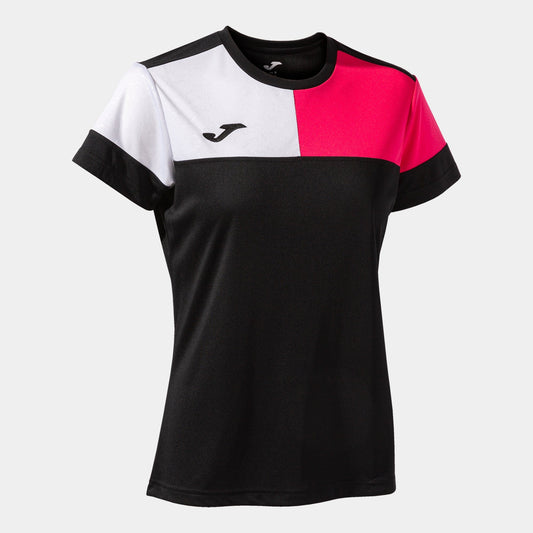 Joma T-Shirt Joma Womens Crew V Short Sleeve T-Shirt Black Pink White