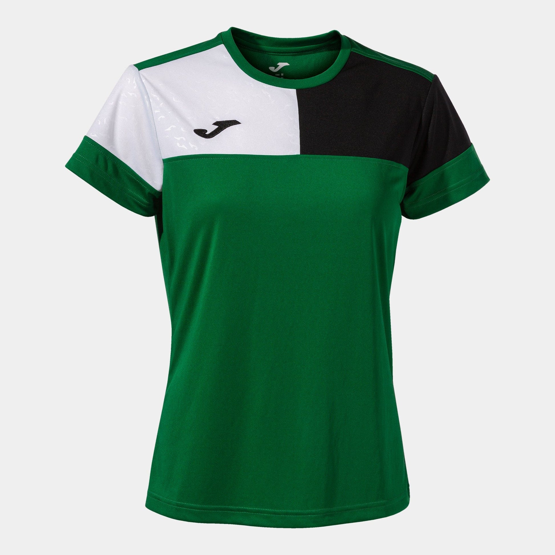 Joma T-Shirt Joma Womens Crew V Short Sleeve T-Shirt Green Black White