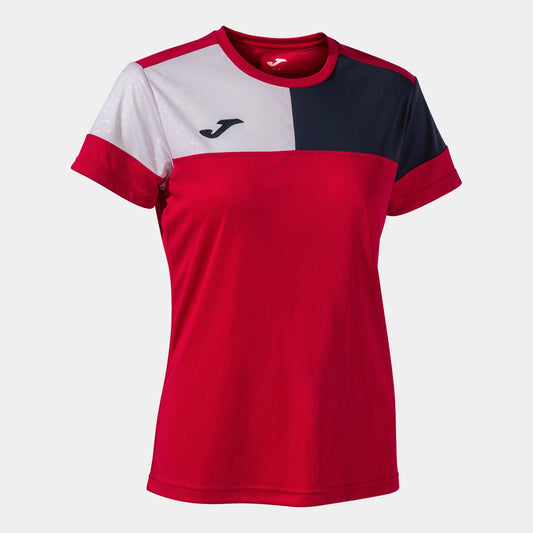 Joma T-Shirt Joma Womens Crew V Short Sleeve T-Shirt Red Navy White