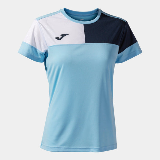 Joma T-Shirt Joma Womens Crew V Short Sleeve T-Shirt Sky Blue Navy White