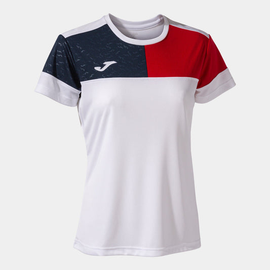 Joma T-Shirt Joma Womens Crew V Short Sleeve T-Shirt White Red Navy